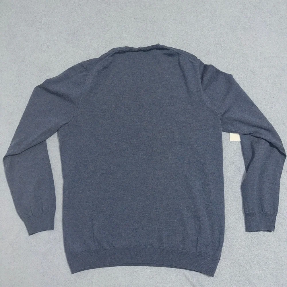 Gap V-Neck Extra Fine‎ Merino Wool Sweater Long Sleeve Blue Mens Size Large